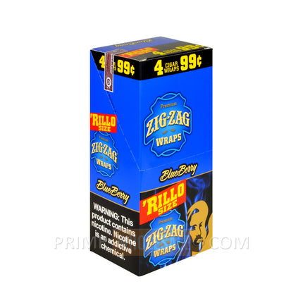 Zig Zag Rillo Size Cigar Wraps Blueberry 15 Packs of 4 Pre-Priced