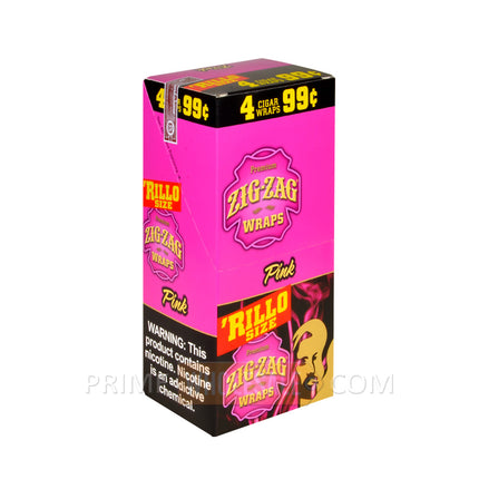 Zig Zag Rillo Size Cigar Wraps Pink 15 Packs of 4 Pre-Priced