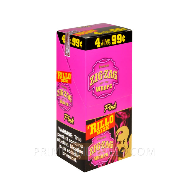 Zig Zag Rillo Size Cigar Wraps Pink 15 Packs of 4 Pre-Priced
