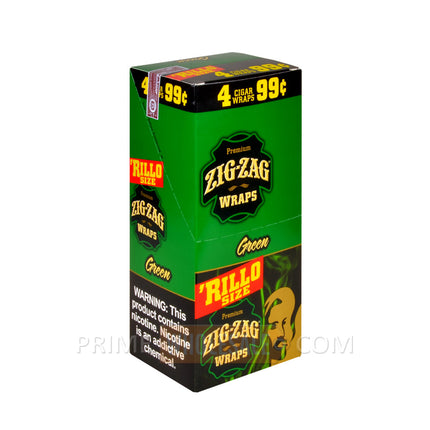 Zig Zag Rillo Size Cigar Wraps Green 15 Packs of 4 Pre-Priced