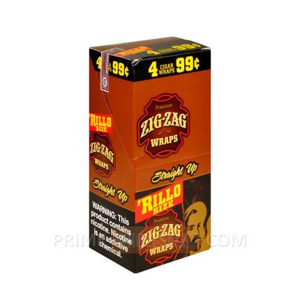 Zig Zag Rillo Size Cigar Wraps Straight Up 15 Packs of 4 Pre-Priced