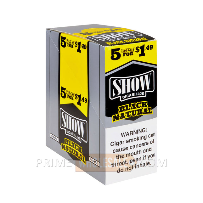 Show Cigarillos Black Natural 1.49 Pre-Priced 15 Packs of 5