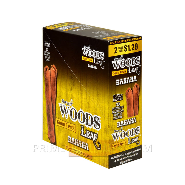 Good Times Sweet Woods Leaf Cigars Banana 1.29 Pre-Priced 15 Packs of 2