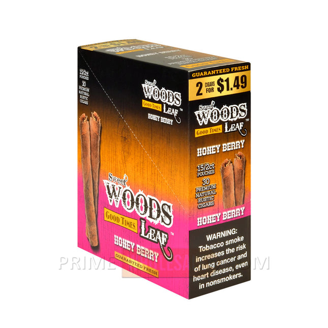 Good Times Sweet Woods Leaf Cigars Honey Berry 1.49 Pre-Priced 15 Packs of 2