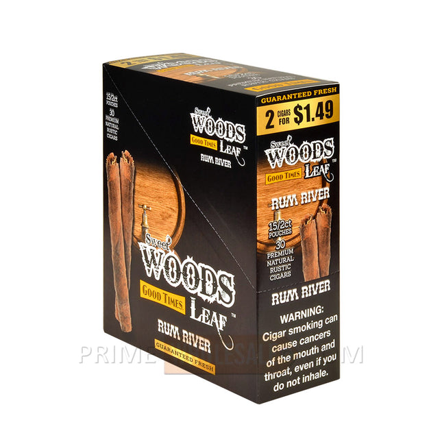 Good Times Sweet Woods Leaf Cigars Rum River 1.49 Pre-Priced 15 Packs of 2