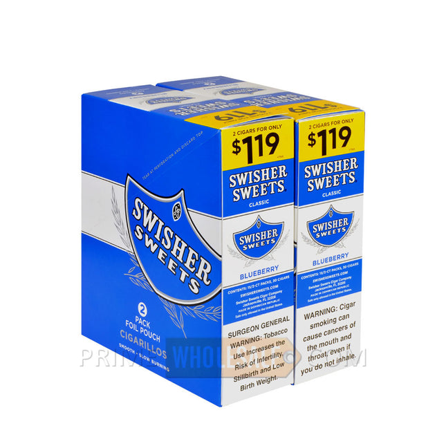 Swisher Sweets Blueberry Cigarillos 1.19 Pre-Priced 30 Packs of 2