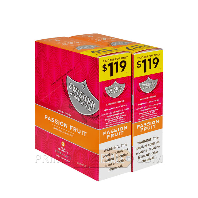 Swisher Sweets Passion Fruit Cigarillos 1.19 Pre-Priced 30 Packs of 2