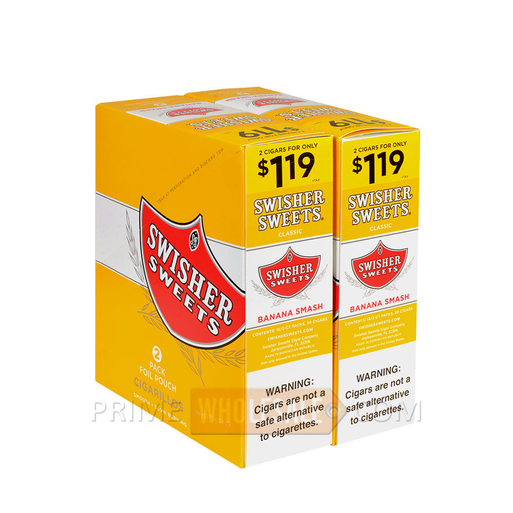 Swisher Sweets Banana Smash Cigarillos | 1.19 Pre-Priced | 30 Packs of ...