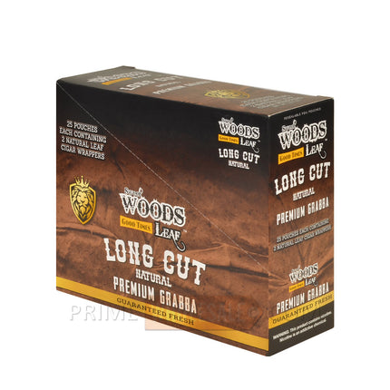 Good Times Sweet Woods Leaf Long Cut Premium Grabba Cigar Wraps Natural 25 Pouches of 2