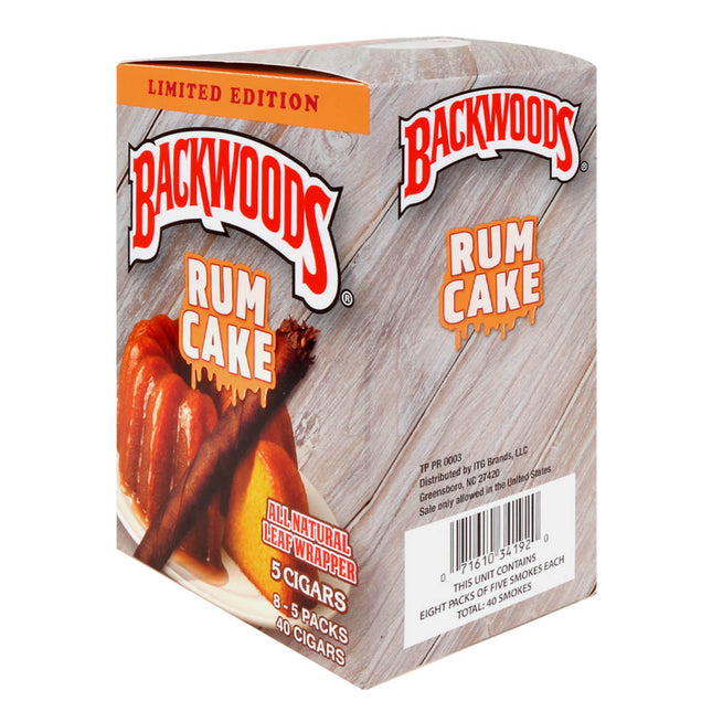 Backwoods Rum Cake Cigars 8 Packs of 5