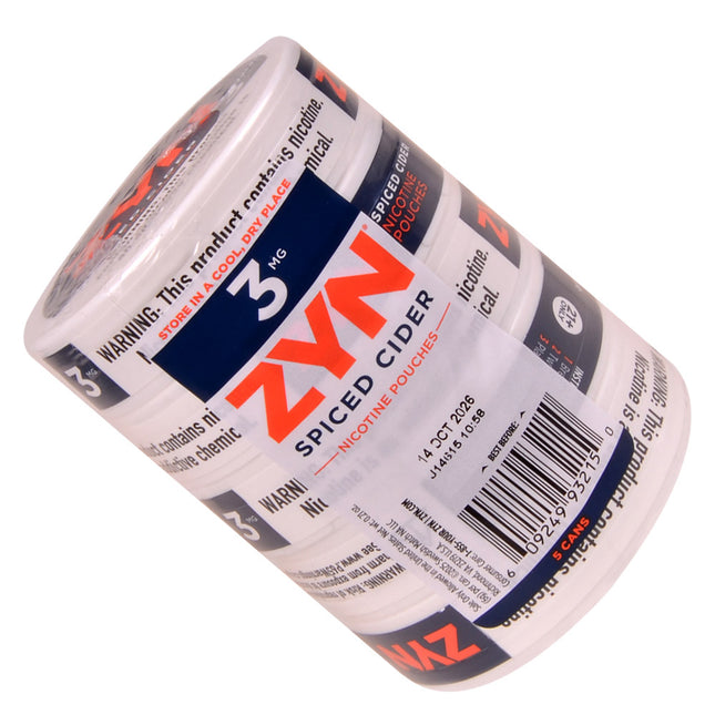 ZYN Nicotine Pouches 3mg 5 Cans of 15 Spiced Cider