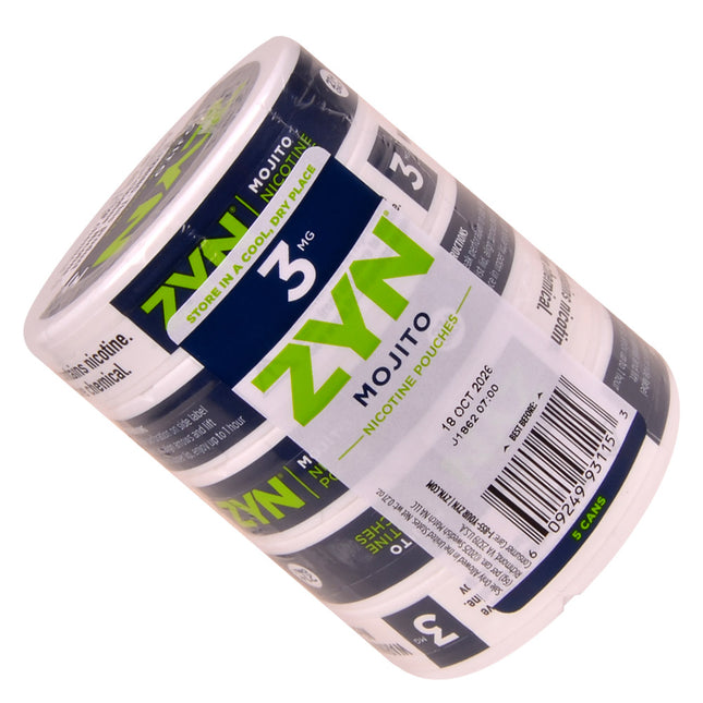 ZYN Nicotine Pouches 3mg 5 Cans of 15 Mojito