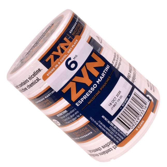ZYN Nicotine Pouches 6mg 5 Cans of 15 Espresso Martini