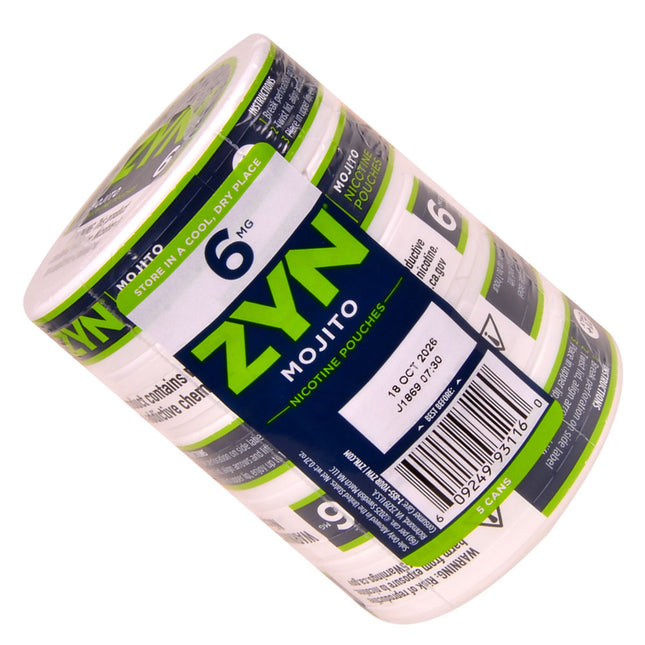 ZYN Nicotine Pouches 6mg 5 Cans of 15 Mojito