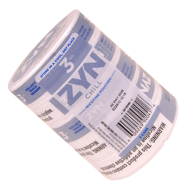 ZYN Nicotine Pouches 3mg 5 Cans of 15 Chill