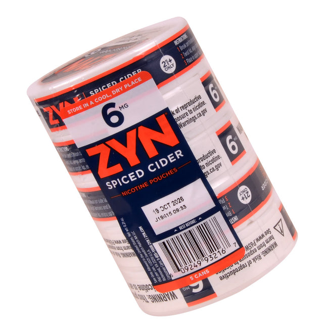 ZYN Nicotine Pouches 6mg 5 Cans of 15 Spiced Cider