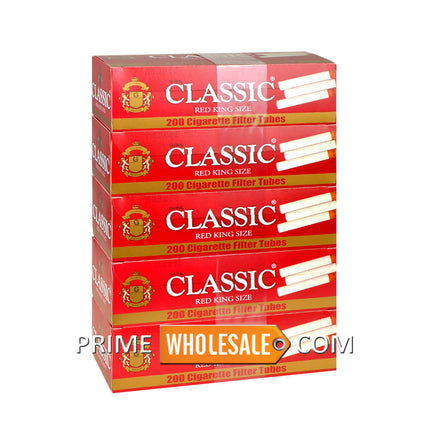 Classic Filter Tubes King Size Red (Full Flavor) 5 Cartons of 200