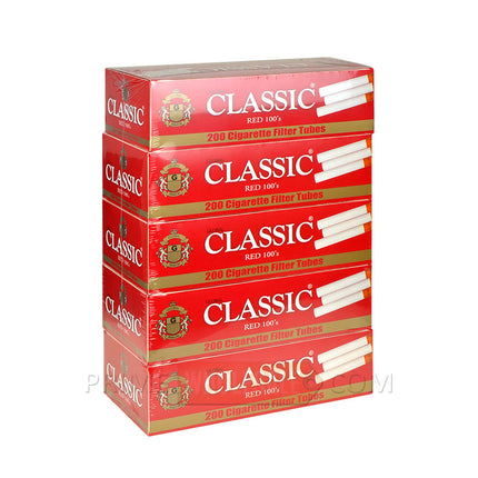 Classic Filter Tubes 100 mm Red (Full Flavor) 5 Cartons of 200