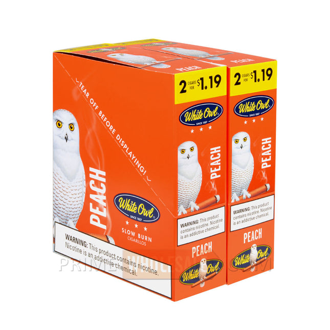 White Owl Peach Cigarillos 1.19 Pre-Priced 30 Packs of 2