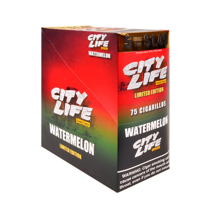 City Life Cigarillos 1.49 Pre-Priced 15 Packs of 5 Cigars Watermelon