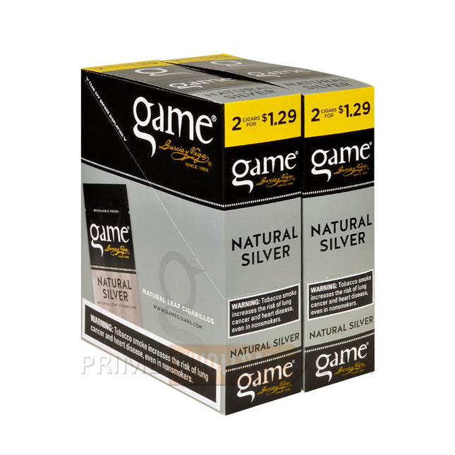 Game Cigarillos Foil Natural Silver 2 for 1.29 Pre-Priced 30 Packs of 2