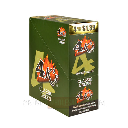 4 Kings Cigarillos 15 Packs of 4 Pre-Priced 1.39 Classic Green