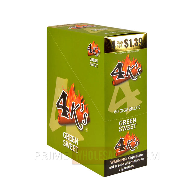 4 Kings Cigarillos 15 Packs of 4 Pre-Priced 1.39 Green Sweet