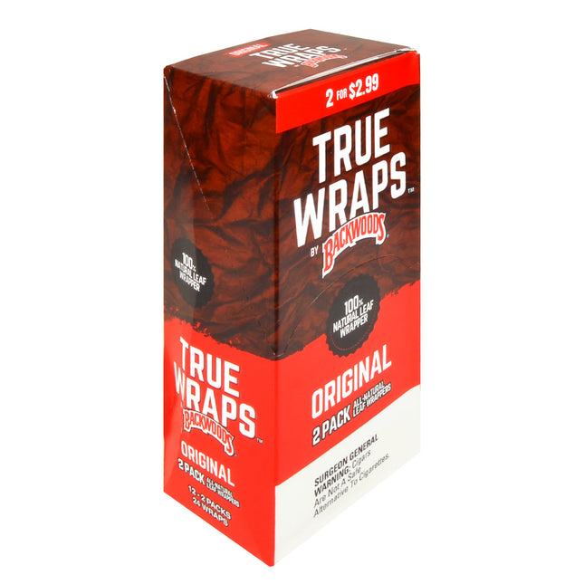 Backwoods True Wraps $2.99 All-Natural Leaf Wrap 12 Packs of 2 Original