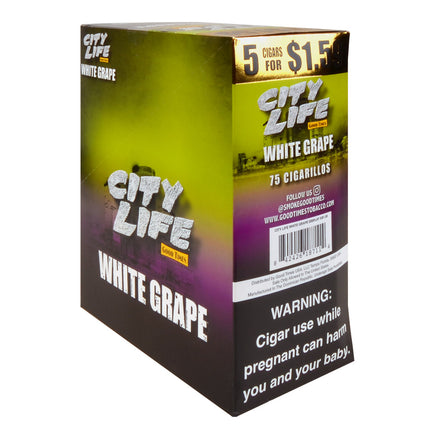 City Life Cigarillos 1.59 Pre-Priced 15 Packs of 5 Cigars White Grape