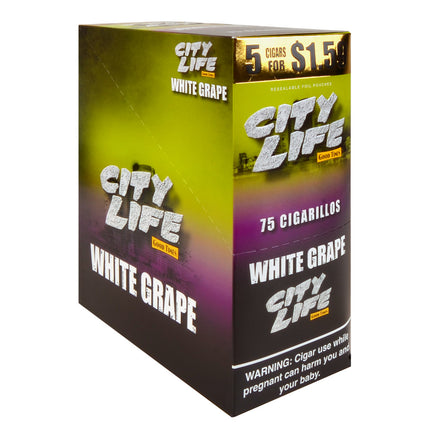 City Life Cigarillos 1.59 Pre-Priced 15 Packs of 5 Cigars White Grape