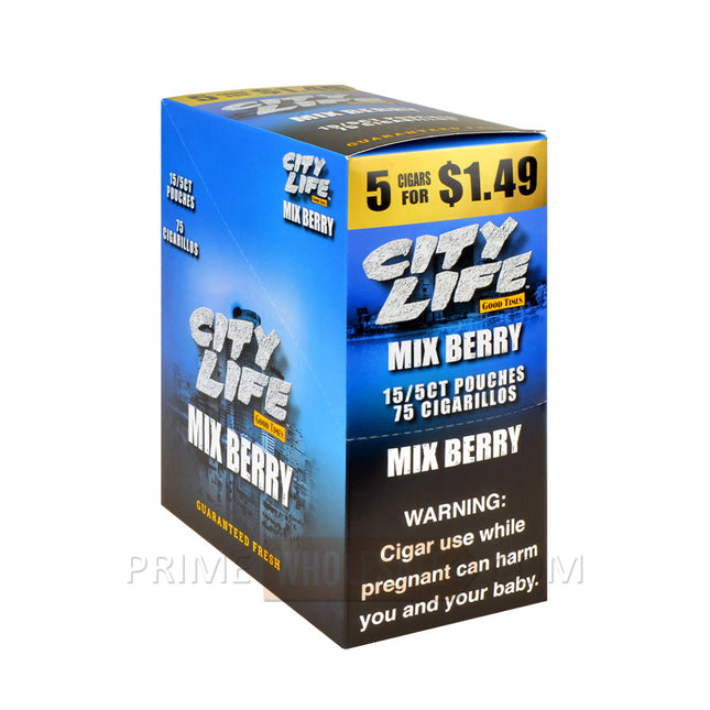 City Life Cigarillos 1.49 Pre-Priced 15 Packs of 5 Cigars Mix Berry