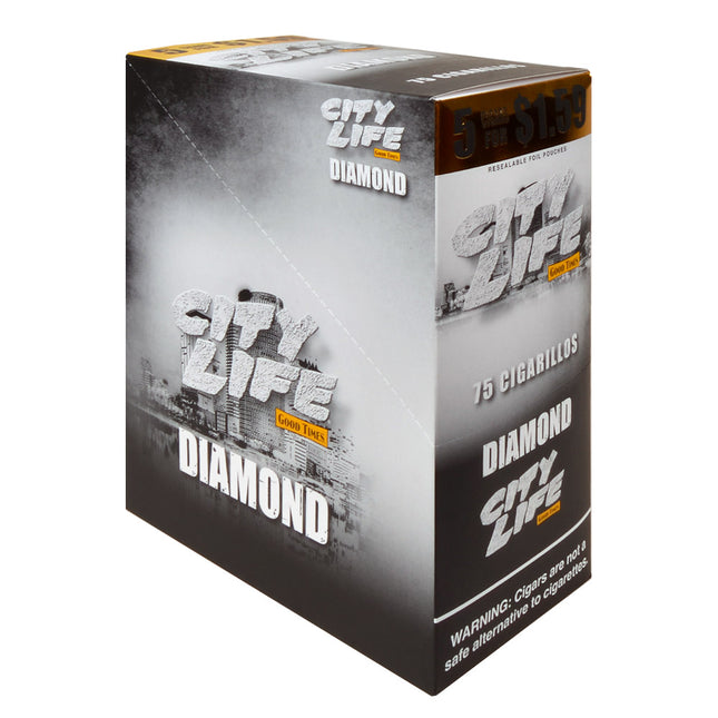 City Life Cigarillos 1.59 Pre-Priced 15 Packs of 5 Cigars Diamond