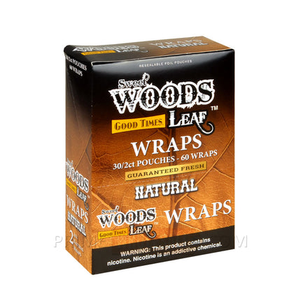 Good Times Sweet Woods Leaf Wraps Natural 30 Pouches of 2