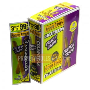 Good Times Cigarillos French Grape 3 for 99 Cents Pre Priced 15 Packs of 3