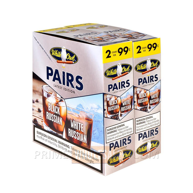 White Owl Pairs Black Russian/White Russian Cigarillos 99c Pre Priced 30 Packs of 2