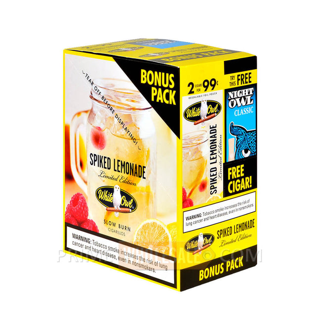 White Owl Spiked Lemonade + Night Owl Classic Cigarillos 99c Pre Priced 15 Packs of 3